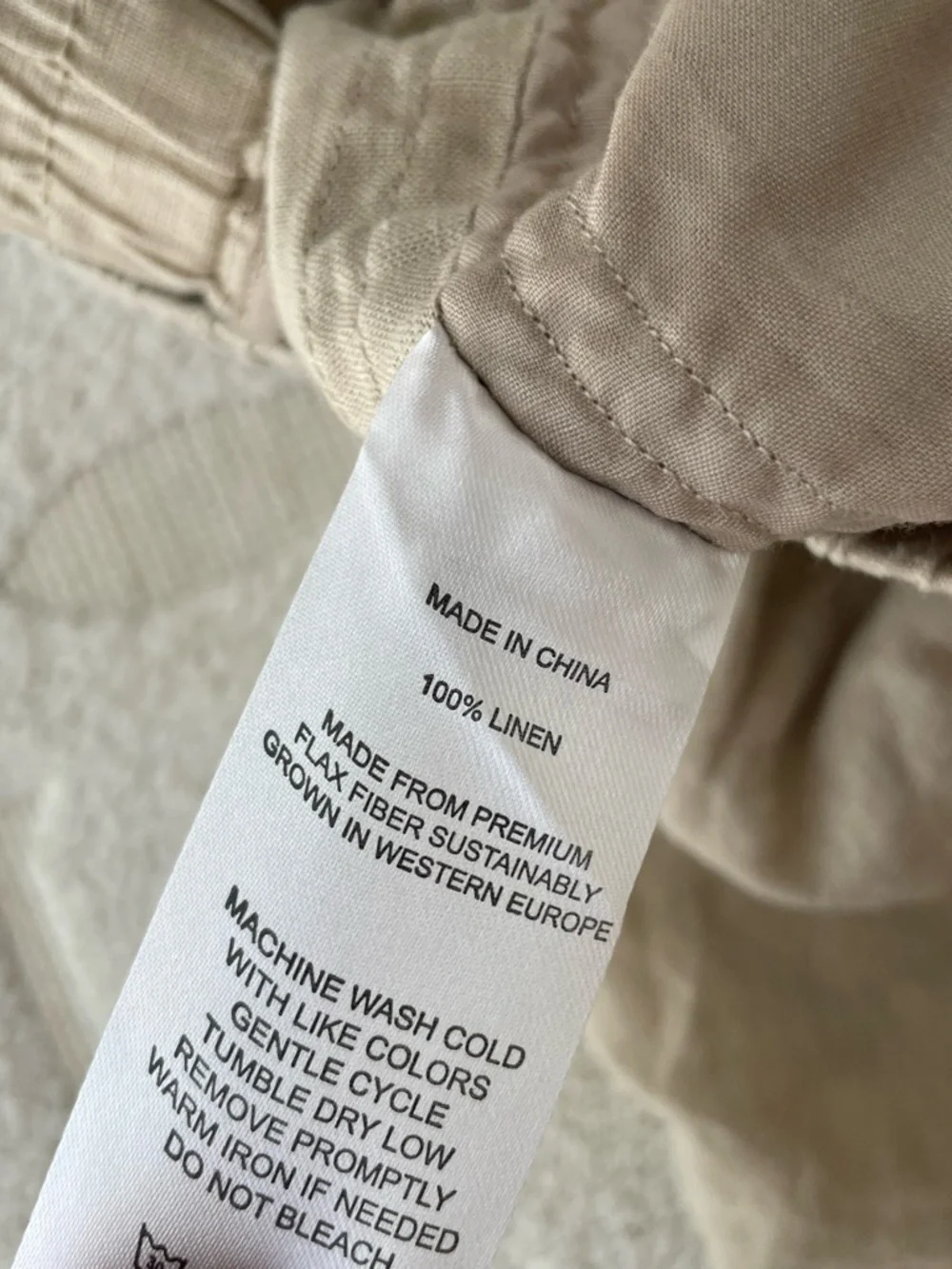 Quince 100% Linen Wide Leg Pants XS Oatmeal Beige Drawstring Quiet Luxury